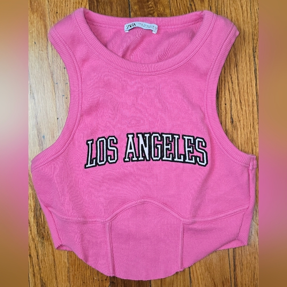 Zara Pink and White Crop Tops Small and Medium - Picture 2 of 11